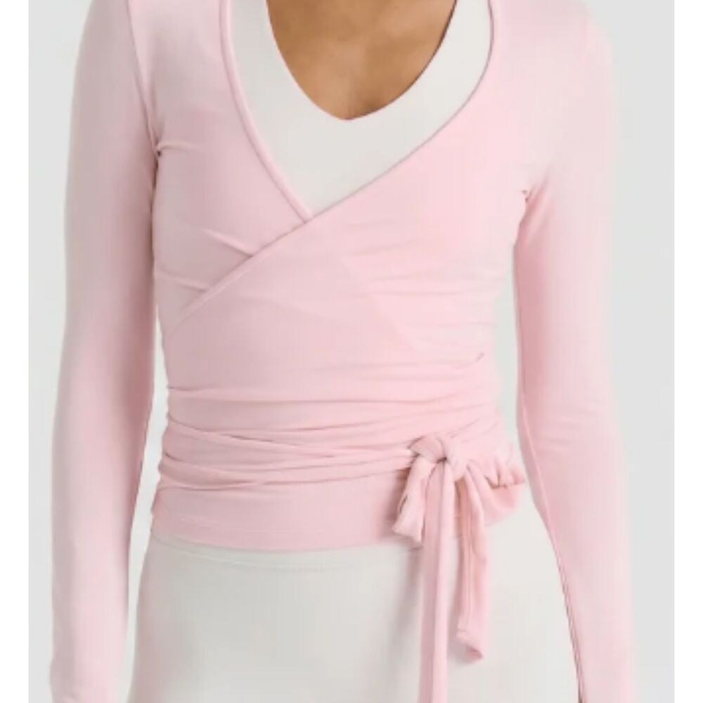 Bezioner Pink Cotton Ballet Wrap Top — Girls Large